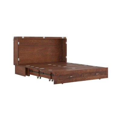 Keloyid Haimyy Solid Wood Frame Queen Murphy Bed Chest with Built-in Charger and Strong Drawer