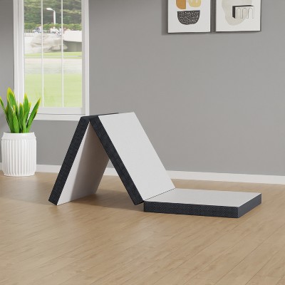 FDW 3 inch Folding Mattress Tri Fold Memory Foam Mattress Topper Foldable Mattress Topper with Washable Cover for Camping