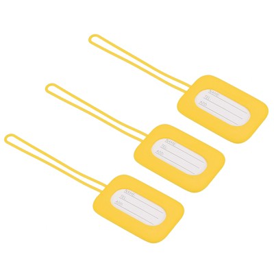 Unique Bargains Silicone Lightweight Backpack Identifier Card Luggage Tags 3 Pcs
