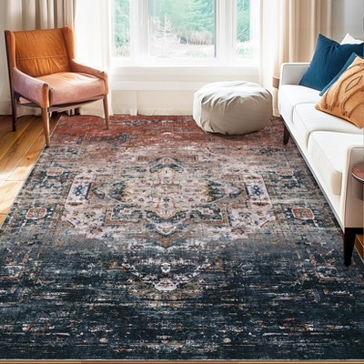 Area Rug , Washable Ombre Print Vintage Distressed Ultra-Thin Bedroom Living Room Accent Rug