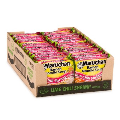 Maruchan 24pk Lime Chili Shrimp, Instant Ramen Noodles, Ready to Eat Meals, 3 Oz Packets