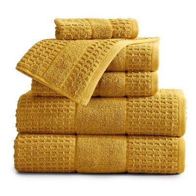 Market & Place Cotton Quick Dry Waffle Weave 6-Piece Bath Towel Set