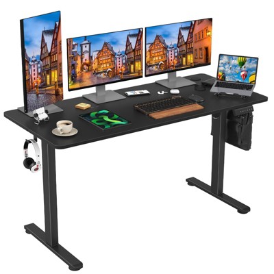 NicBex 55" Electric Height Adjustable Standing Desk,Sit Stand Computer Desk with Sturdy Steel Frame,Hooks,Home Office Desk with Splice Board,Black