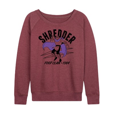 Women's - Teenage Mutant Ninja Turtles - Shredder Lights Lightweight French Terry Wide Neck Long Sleeve Graphic Shirt