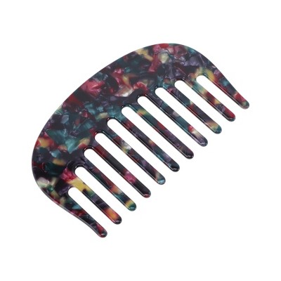 Unique Bargains Retro Anti-Static Pocket Size wide-tooth for Thick Curly Hair Detangling Comb Red Purple Blue 1 Pc