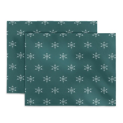 Sheila Wenzel-Ganny Holiday Green Snowflakes Placemats - Society6