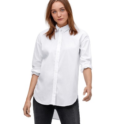 ellos Relaxed Button Front Stretch Tunic Shirt