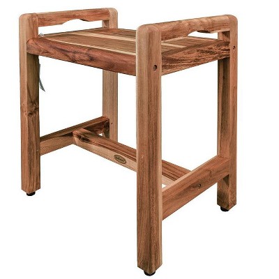 EcoDecors® Eleganto® 20" Teak Wood Shower Bench with LiftAide® Arms in EarthyTeak Finish