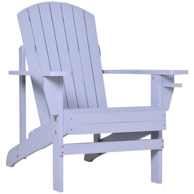 Outsunny Oversized Adirondack Chair, Outdoor Fire Pit and Porch Seating, Classic Log Lounge w/ Built-in Cupholder for Patio, Backyard