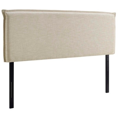 Camille Queen Upholstered Headboard Beige: Modway, French Seam, Adjustable Metal Legs, Wood Frame, Foam Padding