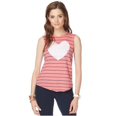 Aeropostale Womens Heart Striped Tank Top