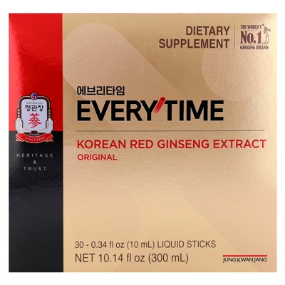 JungKwanJang Korean Red Ginseng Extract, Everytime, Original, 30 Liquid Sticks, 0.34 fl oz (10 ml) Each