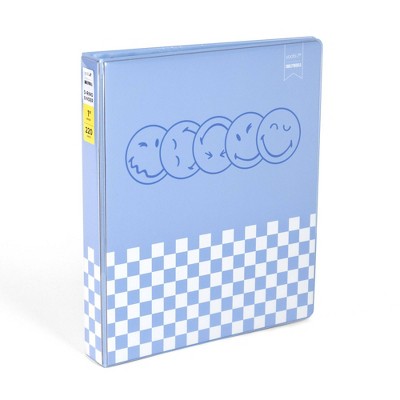 Yoobi SmileyWorld 1" 3 Ring Binder Printed Blue Smiley Checker, School Supplies