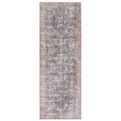 World Rug Gallery Vintage Inspired Machine Washable Non Slip Area Rug:  Flat Pile,  Stain & Water Resistant