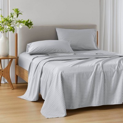 510 Design Twin Cotton 144 Thread Count Printed Cotton Sheets Diamond Gray