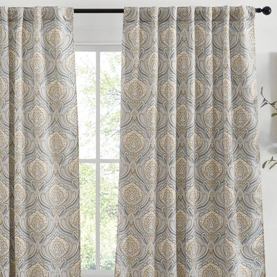 HLC.ME Messina Paisley Damask Back Tab Rod Pocket - Light Reducing Window Curtain Panels, Set of 2