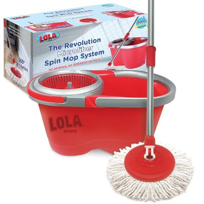 Lola Products Revolution Spin Mop & Bucket System, Braided Mop Head, Durable Alloy Handle, 360 Spinning Action, Great for Any Hard Floor Surface