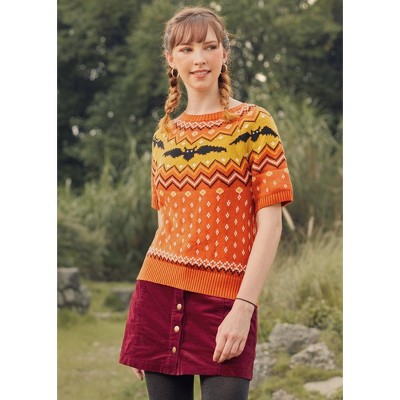 It Be Like 'Bat' Fair Isle Short Sleeve Sweater