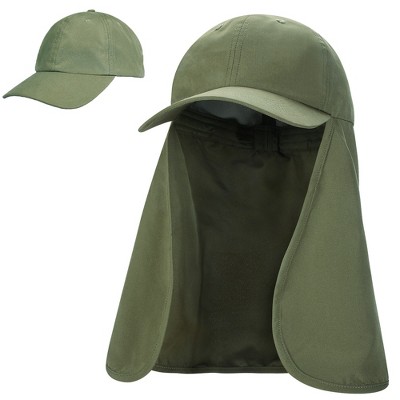 Tirrinia Mens Sun Hat with Neck Flap Cover, Foldable Hat for Outdoor Fishing Hiking, One Hat Double Use, Fall Gift for Man