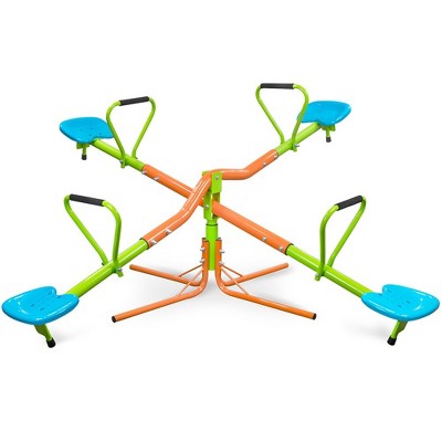 4-Seat Kids Seesaw Indoor Outdoor Toys, 360 Degrees Rotating Swivel Teeter Totter Seesaw Home Playground Playing Equipment