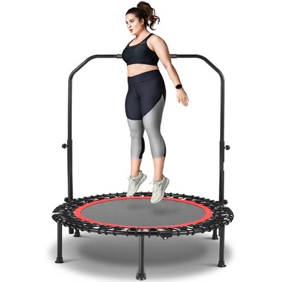 ANCHEER 40inch Foldable Trampoline Fitness Rebounder with Resistance Bands Adjustable Handle Max Load 450lbs