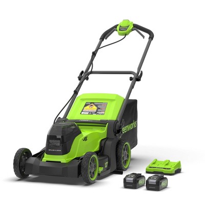 Greenworks Powerall 2x24V 17" BL Push Mower Kit with (2) 4.0Ah Batteries and Dual Port Charger