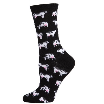Memoi Cool Cows Bamboo Blend Crew Socks