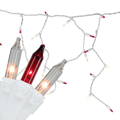 Northlight Mini Icicle Christmas Lights - Red and Clear - 2.5' White Wire - 50ct