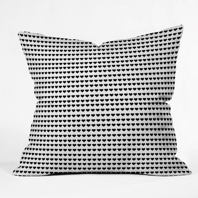 Deny Designs 16"x16" Allyson Johnson Tiny Little Hearts Throw Pillow Black/White: Decorative Polyester Cushion, Indoor Use, Zippered