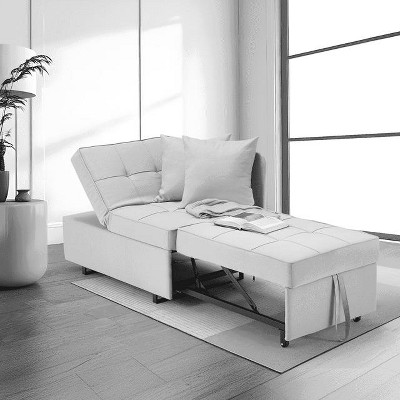 Erommy 3-in-1 Sleeper Sofa Chair Bed , 5-position Adjustable Backrest Pull Out Sofa Bed with Faux Linen Sofa Fabric