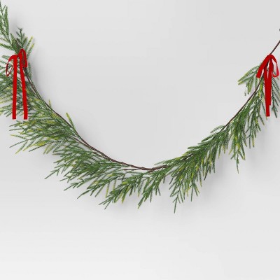 6' Christmas Unlit Norfolk Pine Draping with Red Bows Garland - Wondershop™