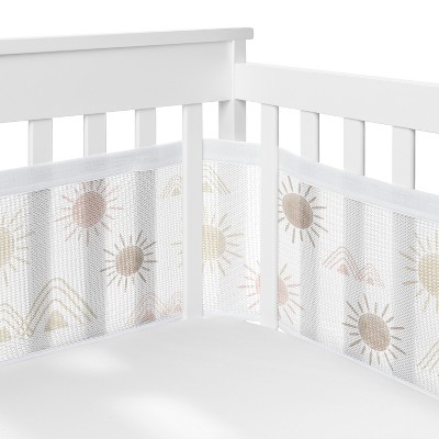 Sweet Jojo Designs + BreathableBaby Breathable Mesh Crib Liner Baby Nursery Girl Desert Sun Pink Mauve and Taupe