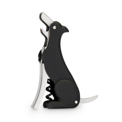 True Zoo Buddy Black Dog Double Hinged Corkscrew, Novelty Wine Key, Waiter’s Corkscrew Bottle Opener