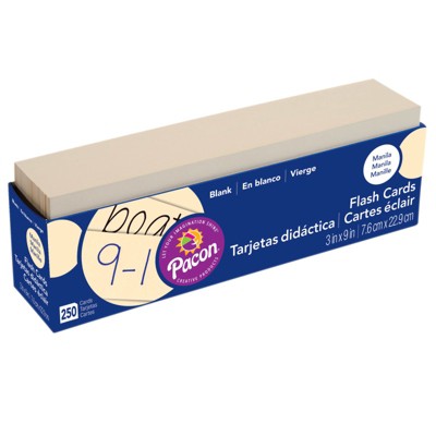 Pacon Blank Flash Card Dispenser Box, Manila, Unruled 3" x 9", 250 Cards (Case of 2)