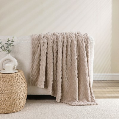 Kate Aurora Leylani Ultra Soft & Plush Luxurious Accent Throw Blanket - 50 in. W x 60 in. L - Linen