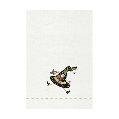 C&F Home Ms. Muffet Cream & Black Witch Hat Halloween Flour Sack Embroidered Dish Towel
