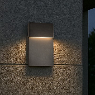 ALOADECOR Modern Simple Sqaure Integrated LED Outdoor Wall Sconce with Dusk to Dawn Sensor in Matte Black for Porch Patio