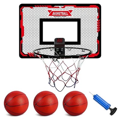 MOVSSOU Indoor Basketball Hoop for Kids Automatic Scoring Electronic Scoreboard with 3 Balls Basketball Toy