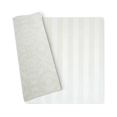 Wander & Roam Reversible Baby PlayMat - Large, Emerson Ikat + Jack Stripe Design - Sandy Beige