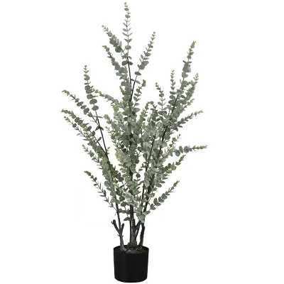 Gulches Artificial Plant, 44" Tall, Eucalyptus Tree, Indoor, Faux, Fake, Floor, Greenery, Potted, Real Touch, Decorative, Green Leaves, Black Pot