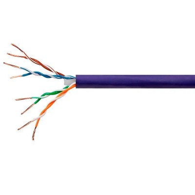 Monoprice Cat6 CMP Bulk Cable - 1000 Feet, Purple, UTP, Solid, UL, 23AWG, 550Mhz, Pure Bare Copper Wire, For Networking, LAN, Modems, Routers, Server