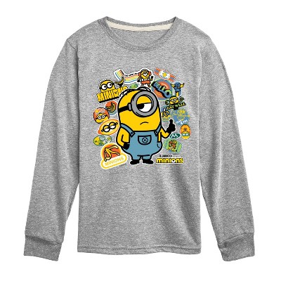 Boys' - Despicable Me Minions - Minion & Banana Stickers Long Sleeve Graphic T-Shirt