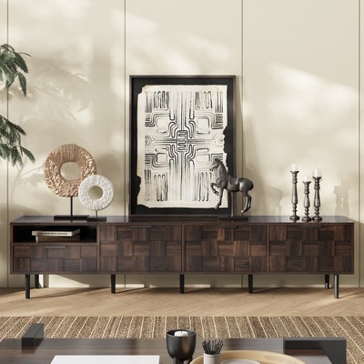 LOVSON 78 " Mid Century Modern TV Stand for 65+ Inch TVs, TV Console with Storage Cabinets for Living Room, Entertainment Center Storage