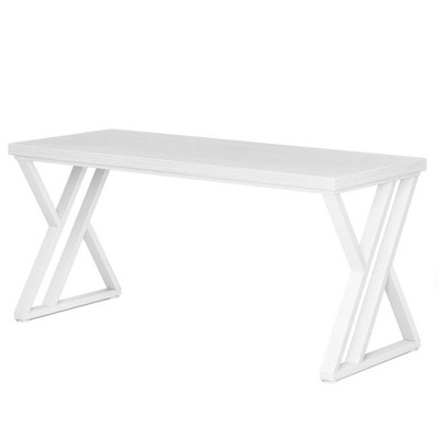 Gulches 55" Writing Computer Desk, Heavy Duty Study Desk with Z-Shaped Metal Leg, Modern Home Office Desk, White