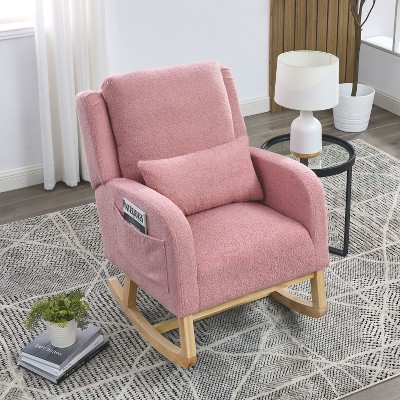 Okak Modern Accent Chairs for Bedroom, 27.5 "W Modern Accent High Back Living Room Casual Armchair Rocker with One Lumbar Pillow