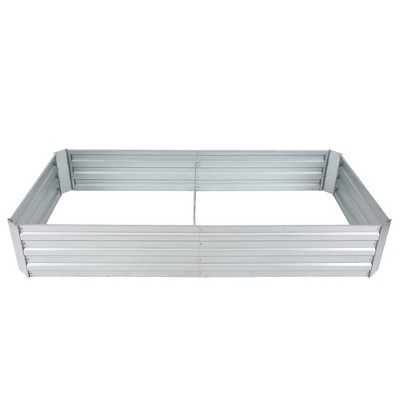 LuxenHome 6ft Rectangular Galvanized Metal Raised Garden Bed Silver