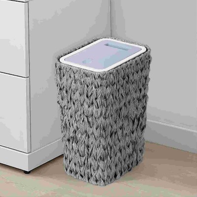 KTMBDW 2.6 Gallons Wicker Waste Basket - Bathroom Garbage Can with a Lid - Bathroom Trash Can Boho Style with Lid for Household, Kitchen