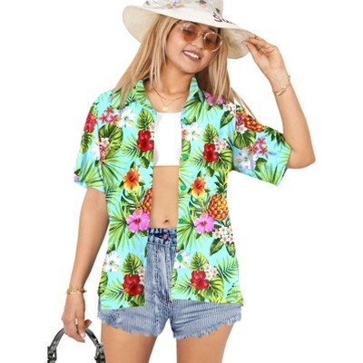 HAPPY BAY Button Down Shirt Holiday Short Sleeve Tropical Vacation Button Up Summer Beach Party Dress Hawaiian Shirts Colourful