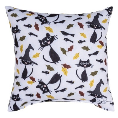 Manual Woodworks and Weavers Crow & Pumpkin Fall Throw Pillow – 9x9 Rustic Halloween Accent