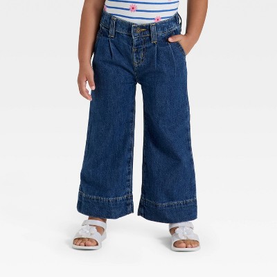 Toddler Girls' Pleated Denim Pants - Cat & Jack™ Dark Wash